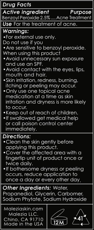 Back Label For Benzoyl Peroxide Gel (Back Of Bp Label)
